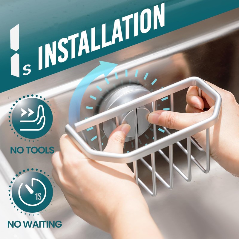 TAILI Sponge Holder with Strong Suction Cup, Dish Sponge Caddy