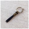 Black Leather and Bronze Earring for Men - Bronze Single