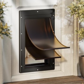 PETCOMING Never Rust Plastic Dog door, Large Doggy Door, Doggie Door for Easy Install in Interior and Exterior Doors or Wall, Double Magnetic Flaps, Closing Panel, Pet Door for Pet Up to 100lb (Large)