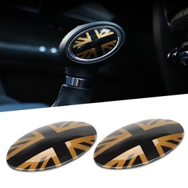 TOMALL Car Gear Shift Knob Cover Compatible with Mini Cooper/Cooper S Clubman F54 F56 Hardtop F55 Hardtop 4-Door Convertible F57 Auto Shift Gear Cover Car Knob Gear Stick Protector for Car (Gold Flag)