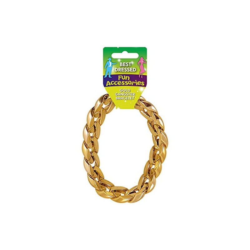 Chunky Gold Gangster Pimp Bracelet Mens Fancy Dress Jewelery