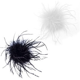 Pack of 2 Feather Brooch for Women Girls, Ostrich Feather Costume Brooch, Natural Ostrich Feather Brooch, Natural Fluffy Ostrich Feather Brooch, for Party Decoration, Headpiece, Stainless Steel