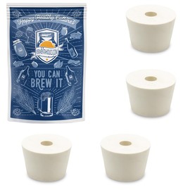 Fermentation Rubber Stoppers Drilled Bungs for Use with Airlock (#6 Rubber Stopper - 4 Pack)