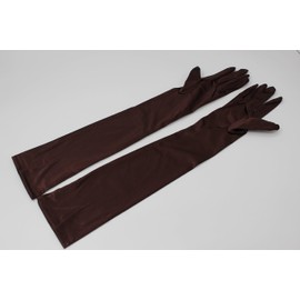 MEISHINE® Bridal Elbow Length Gloves Women Long Satin Stretch Gloves for Wedding Evening Event, coffee