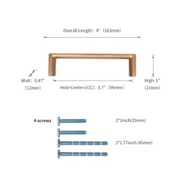 KNOKLOCK 10 Pack 3.75inch(96mm) Cabinet Pulls Square Champagne Bronze Kitchen Cabinet Handles Kitchen Cabinet Hardware Gold Drawer Pulls for Dresser Cupboard Wardrobe