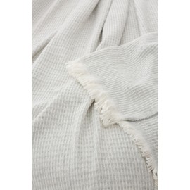 Todocama - Extra Soft Cotton Blanket with GOFRE Design, Multipurpose Bedspread for Sofa, Bed, Decorative Cover and Fular Blanket (Light Grey, 120 x 180 cm)