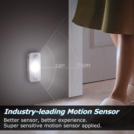 NIEGNOWOO LED Motion Sensor Puck Lights, Rechargeable Cabinet Lights, Stick on Wireless LED Night Light for Closet, Drawer, Shelf, Under Cabinet, Daylight White 6Pack, USB Charging Cord Included