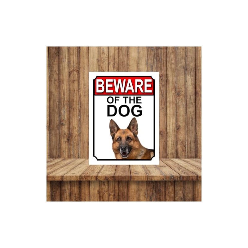 Shawprint WARNING I LIVE HERE METAL GATE SIGN GERMAN SHEPHERD