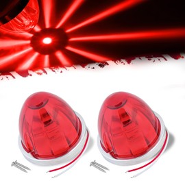 Ledvillage 2Pcs Red Watermelon LED Light with Stainless Steel Bracket, 12V Marker Clearance Lights for Semi Truck, Freightliner, Kenworth, Peterbilt, Heavy-Duty Trailers