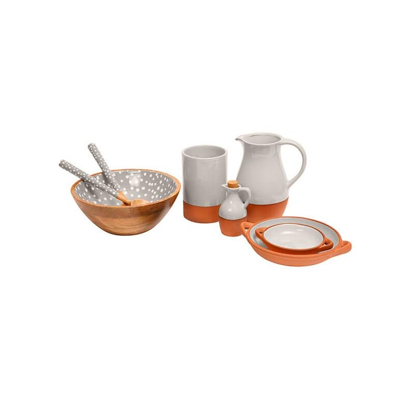 Dexam Sintra Mango Wood Spotted Salad Bowl - Stone