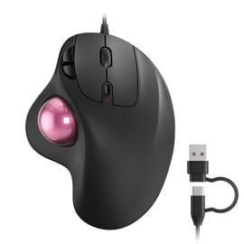 Nulea M509 Trackball Mouse Wired, Ergonomic Design, Easy Thumb Control, Precise & Smooth Tracking, 2-in-1 Interface (Type A &Type C), Compatible for PC, Laptop, Mac, Windows(Pink).
