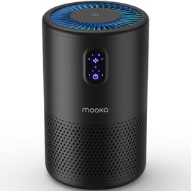 MOOKA Air Purifiers for Home Large Room up to 1076 ft², H13 True HEPA Air Filter Cleaner, Odor Eliminator, Remove Smoke Dust Pollen Pet Dander, Night Light, B-D02L Black