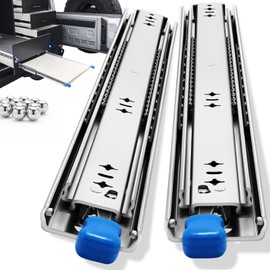 YENUO Heavy Duty Locking Drawer Slides Full Extension Runners with Lock 12 14 16 18 20 22 24 26 28 30 32 34 36 38 40 Inch Side Mount Ball Bearing Rails Track Glides 225 Lbs 1 Pair(W:53mm, 26 Inch)