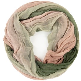 Gloop Women's Scarf Light Loop Scarf Tube Scarf with Colour Gradient Various Colours, Old Green-Light Pink Loop Scarf