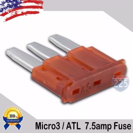 225FWY 25 Pack 7.5A Micro3 Blade Fuse 7.5 AMP ATL 32V DC Auto Car Truck Boat Marine RV