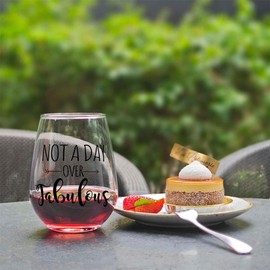 Not A Day Over Fabulous Wine Glass, Novelty Birthday Gift for Bestie Women Sister Wife Friend Boss Mom Aunt BFF Coworkers Grandma Best Friend, Unique Gift Set for Mothers Day Valentines Day Christmas