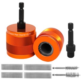 1/2" & 3/4" Cleaner Set for Drill,with 1/4" Hex Shank & 6 Brush Blades 2 Pipe Cleaning Brush,Drill Copper Pipe Cleaner for Removing Rust,Stains Paint from Copper Metal Pipes