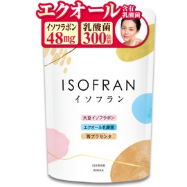 【贅沢ダブル配合】エクオール イソフラボン サプリ イソフラン イソフラボン48mg 乳酸菌300億個 アグリコン型 高麗人参 馬プラセンタ (2袋)