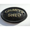 Artisan GRUMPY'S SHED WORKSHOP DOOR PLAQUE BLACK WITH GOLD RAISED