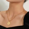Inateannal Boho Coin Medallion Pendant Necklace Gold Twist Rope Chain