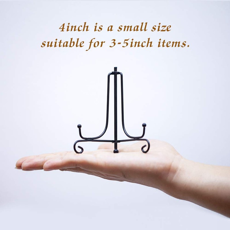 (4 pack)Iron Display Stand, Black Iron Easel Plate Display Photo