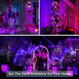 suddus Christmas Fairy Lights Battery Operated, 33ft 100 LED Fairy Lights with Remote, Purple String Lights for Outside, Porch, Home, Backyard, Window, Yard, Garland, Party Decorations