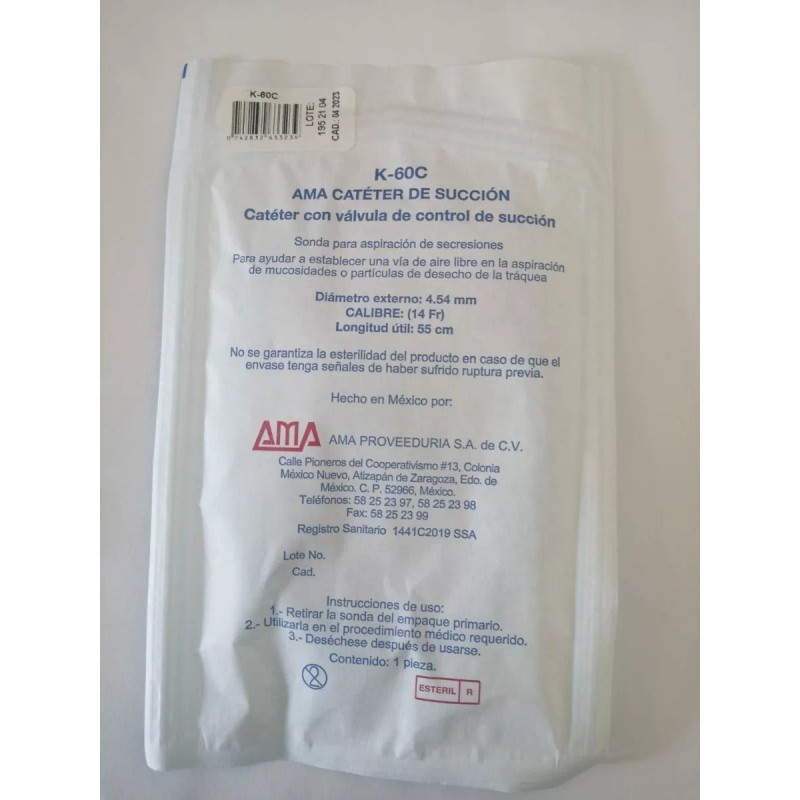 AMA Sonda Para Aspiración De Secreciones K-60c 14 Fr