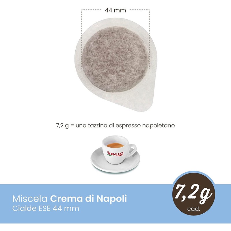 Cialde Caffè Toraldo miscela Crema di Napoli ESE 44 mm