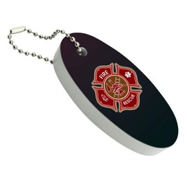 Graphics and More Firefighter Fire Rescue Maltese Cross Floating Keychain Oval Foam Fishing Boat Buoy Key Float
