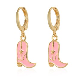 JNAWA Western Cowgirl Boot Earrings Cowgirl Drop Dangle Earrings Retro Personality Alloy Leather Boots Earrings Cowgirl Jewellery Gift for Women Girls (1)