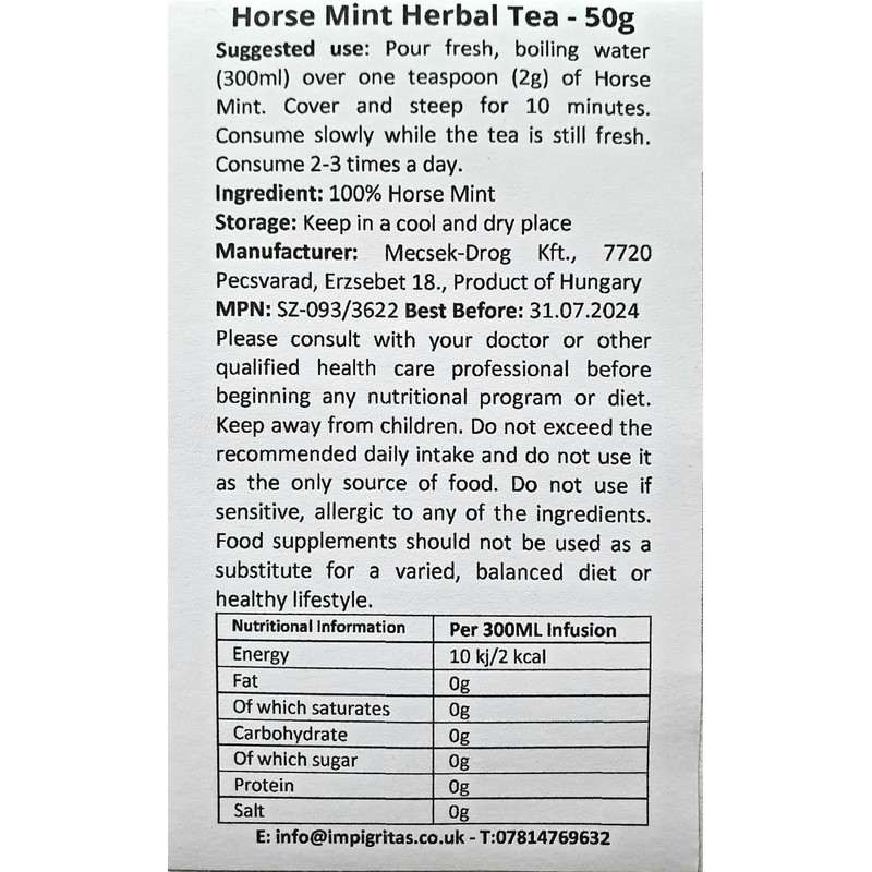 Horse Mint Wild Mint Leaf Premium Loose Leaves Herbal Tea