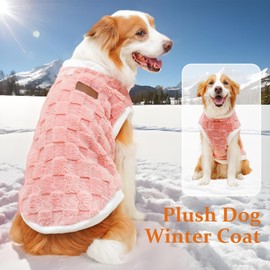 Medium Dog Sweater - Dog Winter Sweater Plush | Thick Pet Cold Weather Clothes Warm Snow Jacket Accessories for Large Dogs, Cold Autumn and Winter Seasons