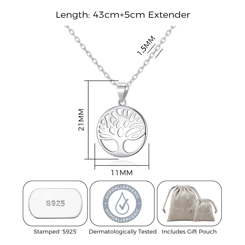 Philip Jones Sterling Silver Tree of Life Necklace