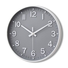 HZDHCLH 30 cm Silent Wall Clock Sweeping Second with Arabic Numerals without Ticking for Decoration Living Room, Kitchen, Office, Bedroom (Grey White)