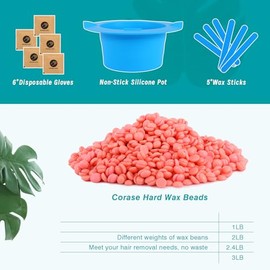 PURPLESKY Purpesky Perlas De Cera A Granel, 3 Libras De Perlas De Cera Dura Para Depilación, Cera Brasileña Gruesa Para Rostro, Piernas, Bikini, Kit De Depilación Casera Con Recipiente Plegable(Crema)