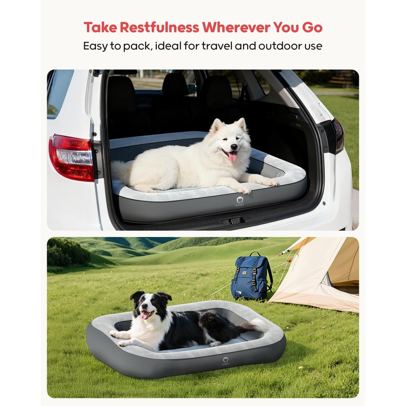 QPAU 36 in Inflatable Dog Bed for Home Travel and