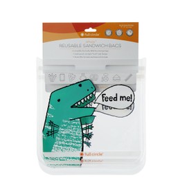 Full Circle ZipTuck, Reusable Sandwich Bag Set, Dinosaur