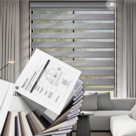 HeyBlinds Motorized Zebra Shades for Indoor Windows, Roller Shades with Customized Size, Electric Cordless Blinds Compatible with Alexa Google Home and Apple Home (Zebra Blinds Fabric Samples)