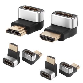 8K HDMI Adapter Right Angle 6-Pack, 90 Degree and 270 Degree Male to Female Connector, HDMI L Shape Extender Converter, Supports 8K@60Hz，4K@120Hz