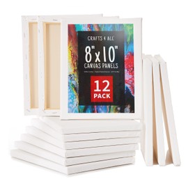 Crafts 4 All Stretched Canvas Boards for Painting - 12 Pack of 8x10 Blank Art Canvases, Framed Canvas for Painting with Acrylic & Oil Paint, Pencil, Pastels, Charcoal