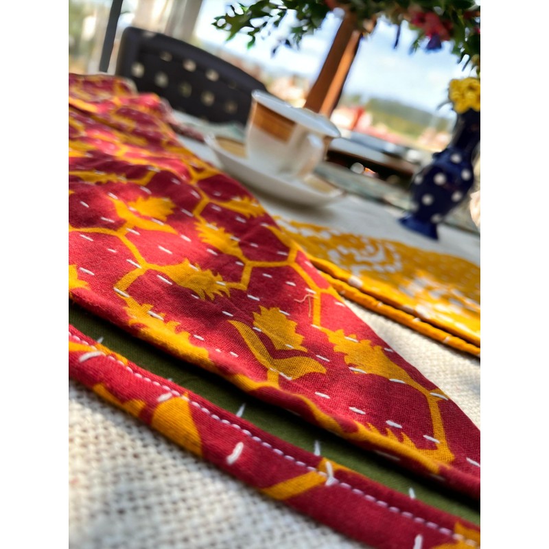 Mango Gifts Cotton Cloth Boho Recycled Washable Napkins with Rainbow