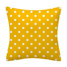 AHAHM Sun Yellow White Polka Dots Decorative Square Throw Pillow Covers Yellow Throw Pillow Case Indoor Outdoor Cushion Cover Pillowcase for Sofa Home Bedroom 18 X 18 Inch Set of 2
