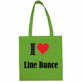 Reifen-Markt I Love Line Dance Shopping Bag School Bag Gym Bag 38 x 42 cm in Black or White, Green