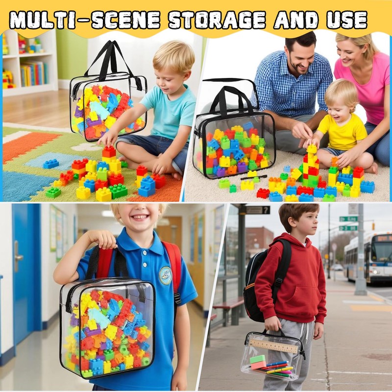6PCS Toy Storage Bags, Clear Waterproof Toy Organizer Bags with
