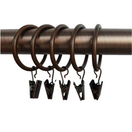 Xin store 40-Pack Copper Metal Curtain Rings with Clips (1.5")