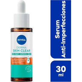 **NIVEA Derma Skin Clear Serum Anti-Imperfecciones 30 ml** – Con **Ácido Hialurónico**, **Pro-Vitamina B5** y **Niacinamida**, combate las imperfecciones y mejora la apariencia de la piel.