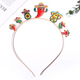 vokone Cinco de Mayo Diadema esmaltada colorida burro pimienta fiesta diadema mexicana día festivo accesorios para el cabello para mujer (pimienta)