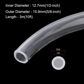 Rebower 1/2" x 5/8" Clear Plastic PVC Tubing 10ft Flexible Hybrid Vinyl Tube, [for Garden Irrigation, Water Hose, Fish Tank, Aquarium] - 12.7x15.9mm