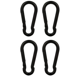 HOMPER 4pcs M6 Carabiner Hook - Heavy Duty 304 Stainless Steel Snap Hook, Carabiner Keychain Clips for Outdoor, Camping, Hiking, Black
