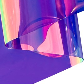 12x54 Inch Holographic Clear Vinyl Roll Waterproof Iridescent Transparent TPU Jelly Plastic Fabric for DIY CraftsColor: 1501-09, Specifications: 30*135cm